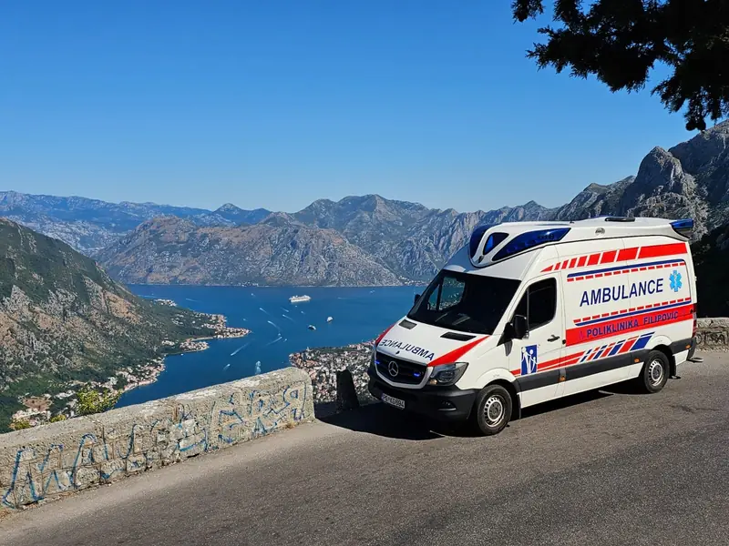 Ambulance transfer above the Bay of Kotor
