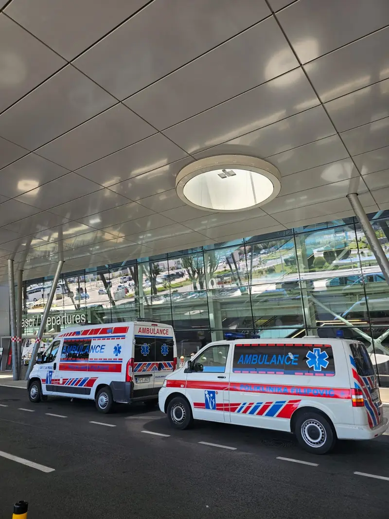 Ambulances waiting at airport departures